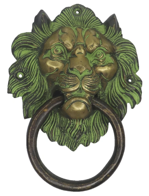 Big Lion Face Shape Doorbell Antique Victorian Style Brass Handmade Door Knocker