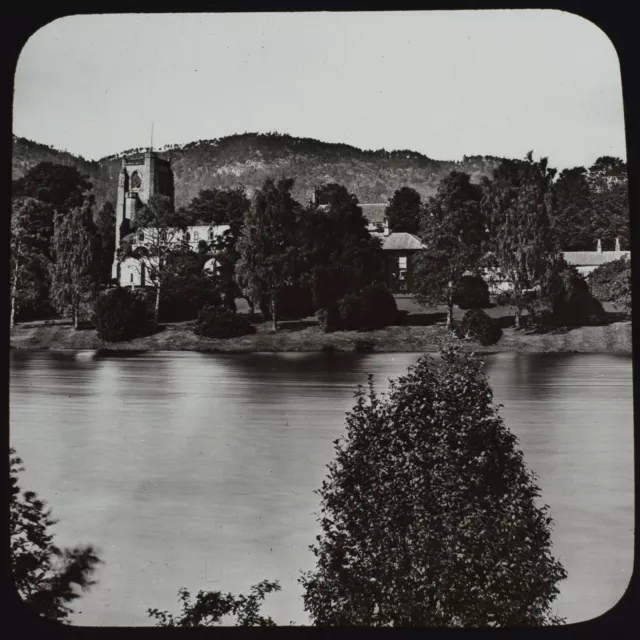 GWW ANTIKE magische Laterne Rutsche DUNKELFELD KATHEDRALE C1890 FOTO FLUSS TAY SCHOTTLAND