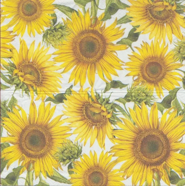 Lot de 3 Serviettes en papier Cocktail Fleur de Tournesol Decoupage Collage