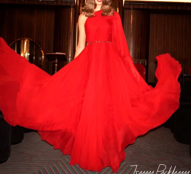 Jenny Packham 007 James Bond Dr. No Red Long Maxi Gown Evening Dress UK 12 US 8
