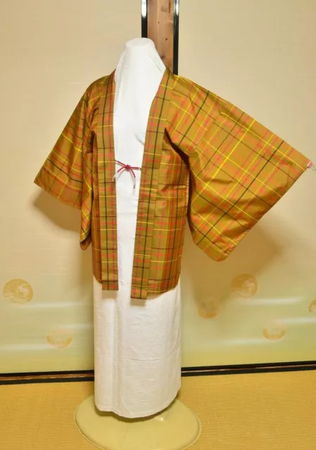 (with Flaws) Silk? Polyester? HAORI Women Japanese vintage Kimono Jacket /947