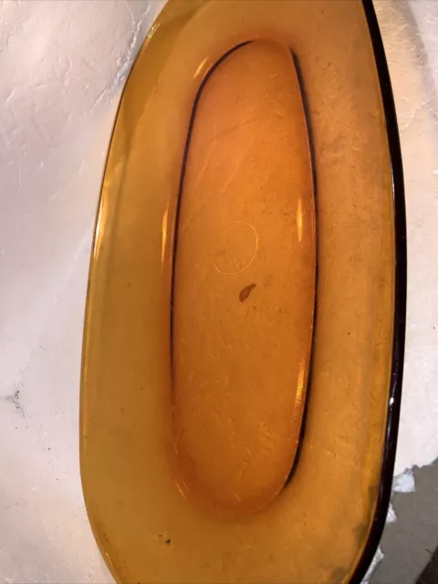 VINTAGE Amber Depression Glass Platter..STAMPED