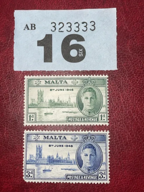 Malta 1946 George VI Victory Complete Set SG 232 - 233 Unmounted Mint.*