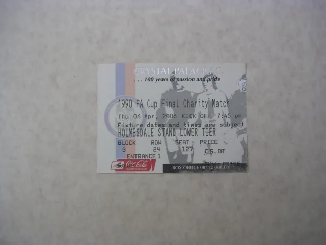 Football Ticket Stub Crystal Palace V Manchester United Charity Match 2006