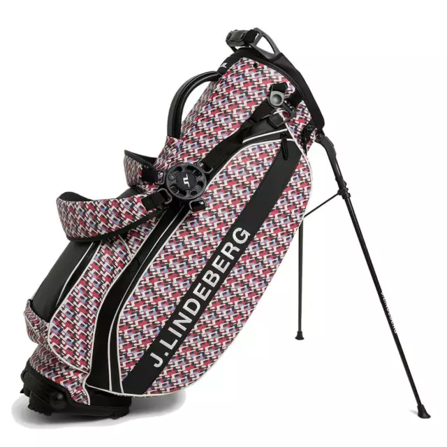 J.Lindeberg Mens Play Print Golf Stand Bag - Micro Bridge Red - One Size