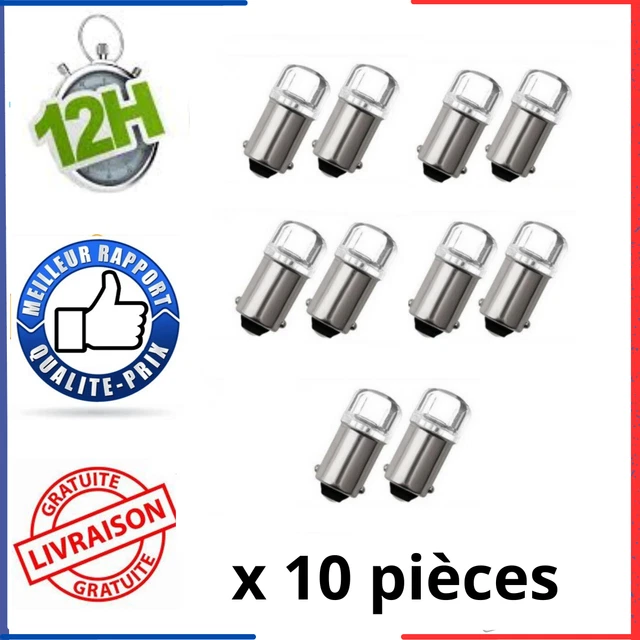 Lot De 2 Ampoules LED BA9S T4W Canbus 6000K - Pour Veilleuses, Tableau De Bord Auto - 12V