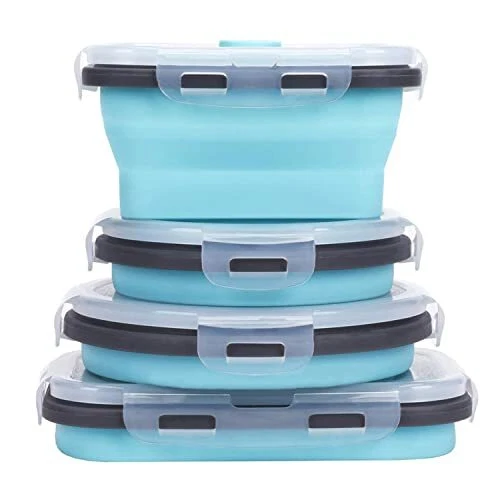 Collapsible Silicone Food Storage Containers with Airtight Lids,
