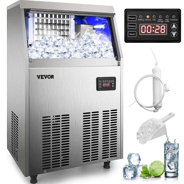 VEVOR Commercial Ice Maker Auto Ice Cube Machine 110 LBS/24H Stainless Steel