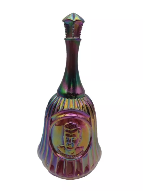 Fenton Medallion Bell Plum Opalescent Carnival Glass Founder Frank L Fenton Vtg