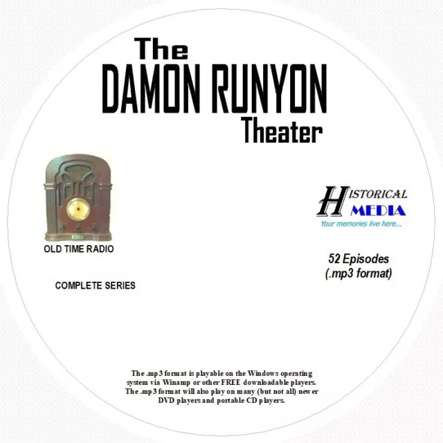 DAMON RUNYON THEATER - 52 Shows Old Time Radio In MP3 Format OTR 1 CD