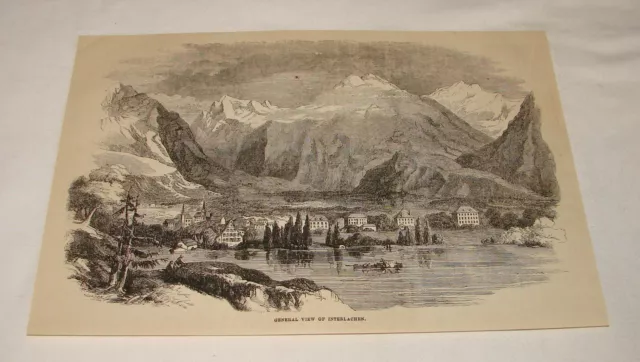 1879 Revista Grabado ~ General Vista de La Interlachen, Suiza