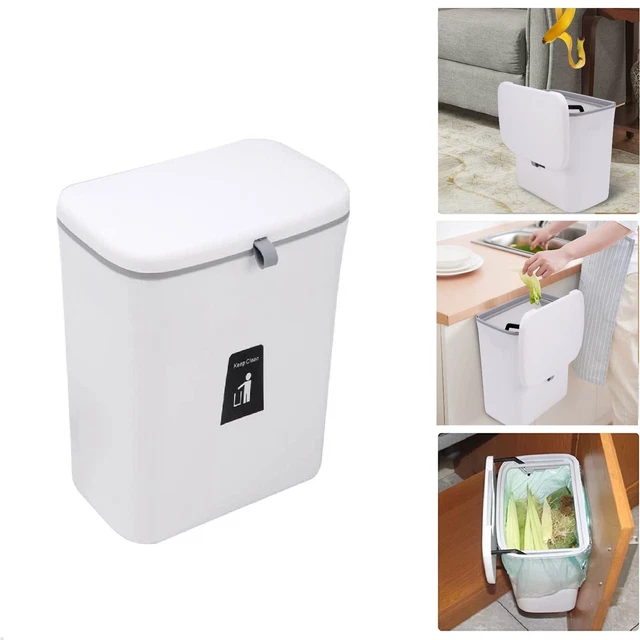 HANGING TRASH CAN for Kitchen Door with Lid Small Under Sink