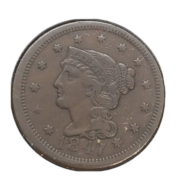 1847 Braided Hair Head Large Cent | EXTRA FINE