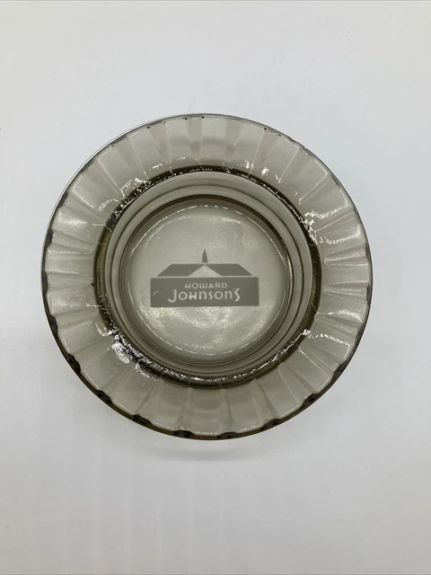 Vintage Smoked Glass Howard Johnson hotel/motel Ashtray w/ Pie Crust Shaped Rim