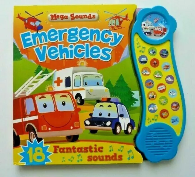 Emergency Vehicles Sound Book With 18 Sounds Age 0 Months+ New Christmas Gift!!