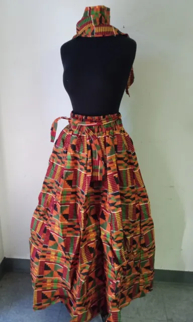 African ladies Attire Skirt W Scarf africa S/M Multicolor