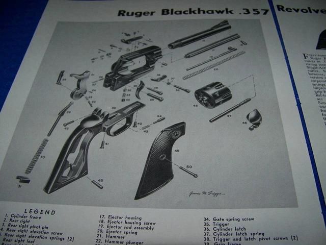RUGER .357 BLACKHAWK Revolver..takedown/Exploded View/Legend..(14Cc) EUR 12,73 - PicClick IT