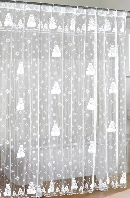 Christmas Snowman Lace Shower Curtain by Lorraine Home Fashions Winter Snow