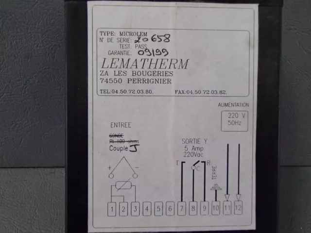 20658 - LEMATHERM - MICROLEM Régulateur de température thermocouple J  USED 3