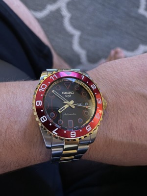 SEIKO MOD IRON Man Edition Custom Made! 40mm Red And Gold Two Tone Black  Dial $290.00 - PicClick