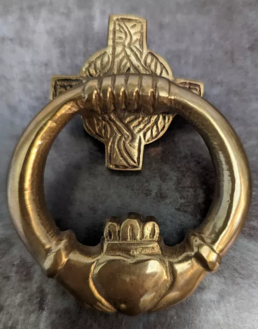Door Knocker Liffey Artefacts Hand Crafted in Ireland Solid Brass Claddagh Mini