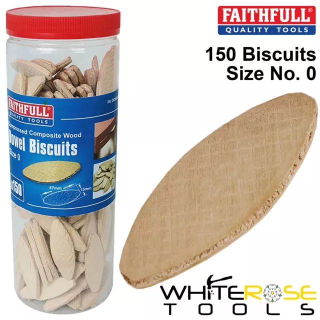 Faithfull Wood Biscuits No 0 Tub 150 Pack Jointing Biscuit 47 x 16mm Woodworking