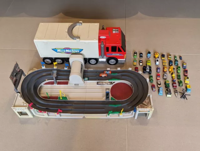 Vintage Micro Machines Playset Truck, Race Stadium and Cars Galoob Hasbro 1998