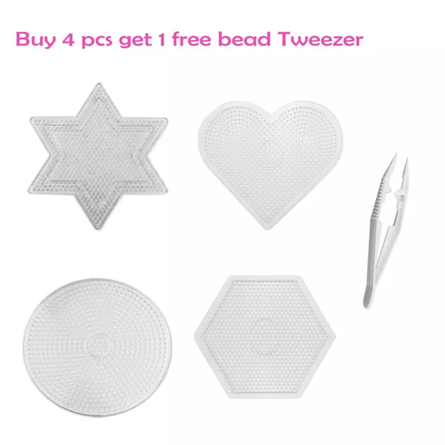 4 Large Perler/Fuse Beads Pegboards for 5 mm Beads + 1 free bead Tweezers