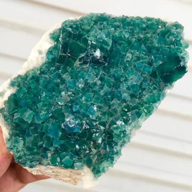 340g  Natural Green cubic Fluorite Crystal Cluster mineral sample healing