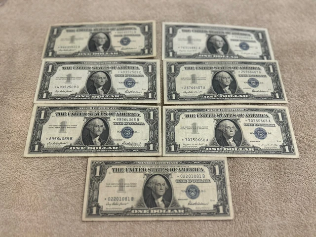 1957 STAR NOTE One Dollar Blue Seal Note Silver Certificate Old US Bill $1 Money
