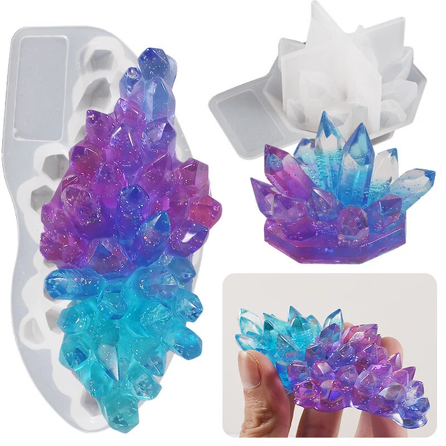 2X Silikon Kristall Cluster Schmuck Harz Epoxid Form Anhänger Gießform Dekor DIY