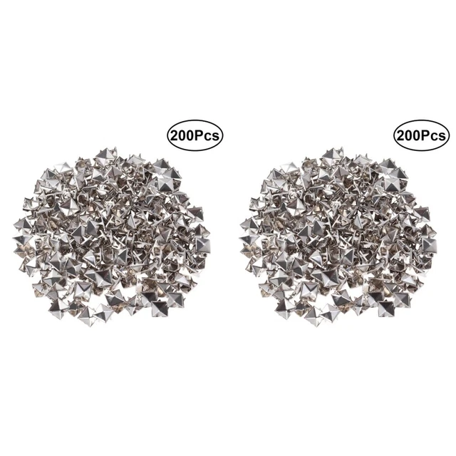 400 Pcs Square Rivet DIY Punk Shoes Clothing Spike Studs Metal Spikes Orange