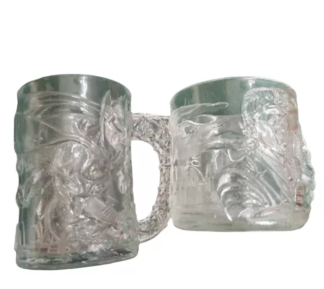 SET OF 2 VINTAGE McDONALD’ S BATMAN FOREVER 3D MOVIE GLASS MUGS 1995 2