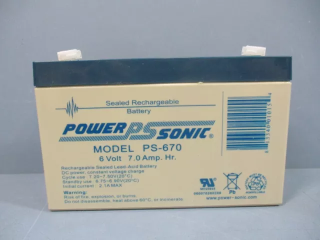 Batería recargable Power Sonic PS-670 sellada 6V 7A NUEVA lote de 5