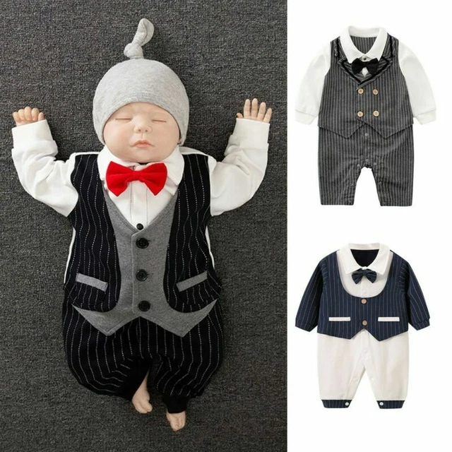 Newborn Infant Baby Boys Romper Jumpsuit Babygrows Bodysuit Gentleman Outfits