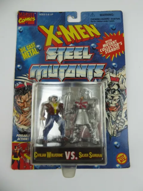 X-Men Steel Mutants Die Cast Action Figs - Civilian Wolverine Vs Silver Samurai