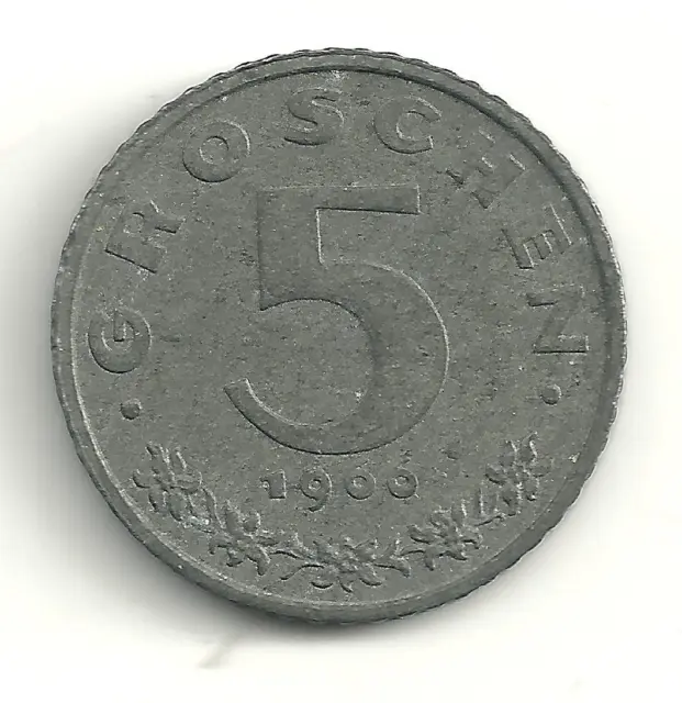 Very Nicely Detailed Higher Grade 1966 Austria 5 Groschen Coin