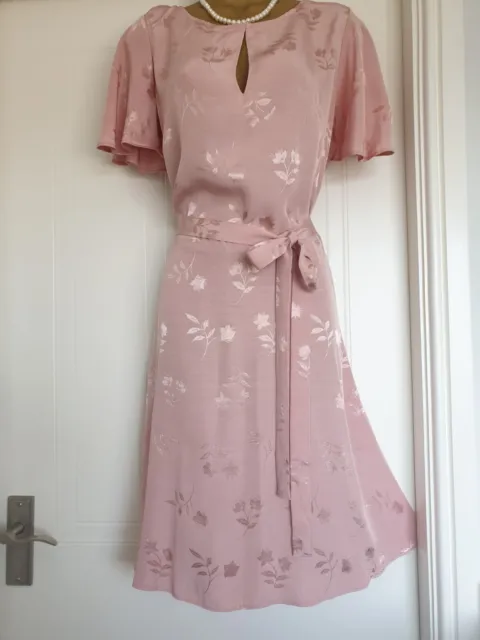 Vintage 1940s Style Dusky Pink Satin party Wedding dress size 12 2