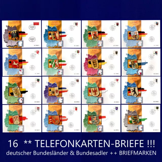 ❤❤️ 16 x! ** SCHEDE TELEFONICHE COMPLETE LETTERE Länder tedeschi & Aquila STEMMA