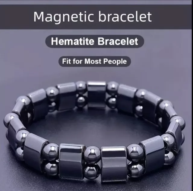 Black Magnetic Moon Round Bead Hematite Bracelet Pain Relief Therapy Arthritis