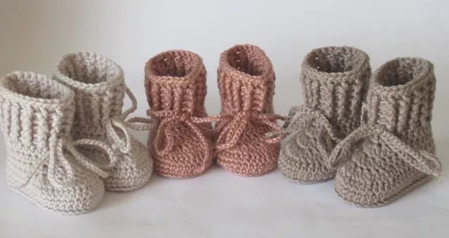 Handmade Baby Knitted Crochet Booties Shoes / Newborn-3 months