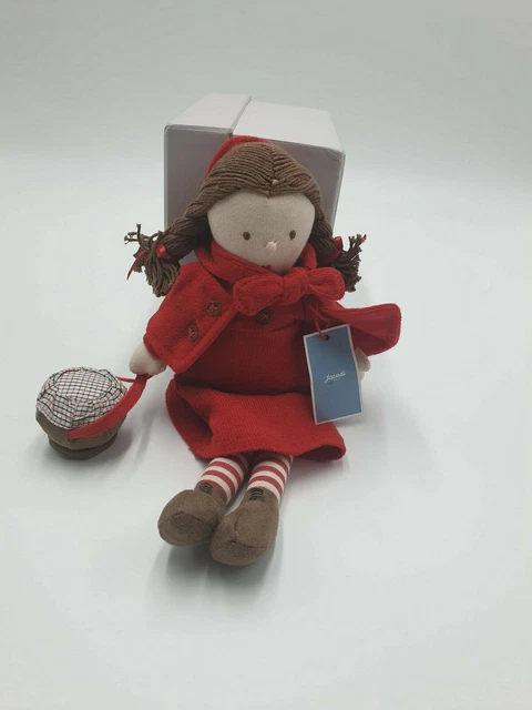 11 - Doudou Peluche Poupée Petit Chaperon Rouge Panier Grelot Jacadi NEUF