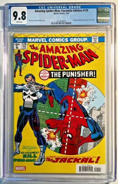 Amazing Spider-Man # 129 CGC 9.8 Facsimile Reprint Marvel 2023 First Punisher