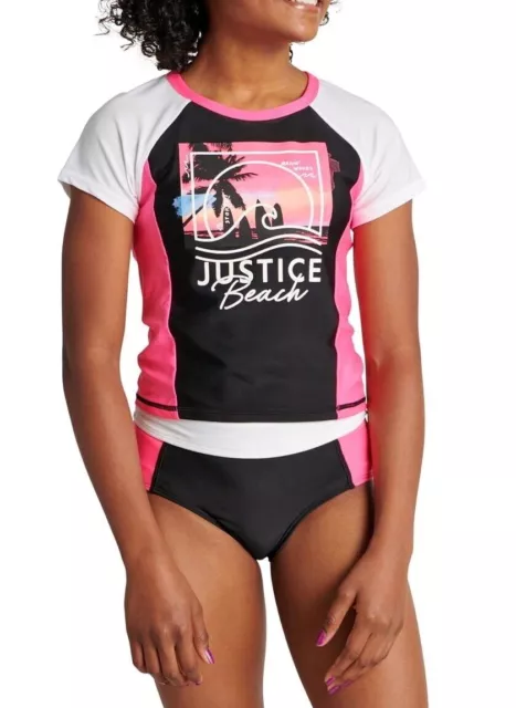 JUSTICE Girls Swimsuit Tankini Bikini Ruffle Swim PLUS SIZE 12 14