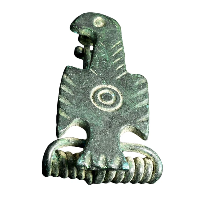 Spilla Per Fibole Romane In Bronzo Replica Di Aquila Con Patina Verde Ossidata