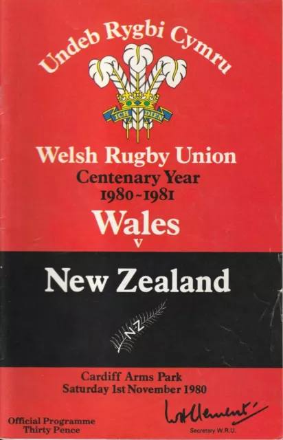 WALES v NEW ZEALAND 1980 RUGBY UNION