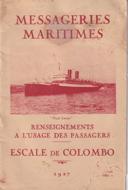 Messageries Maritimes / Renseignements usage des passagers Colombo 1927