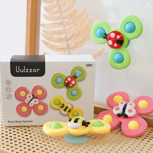 3x Baby Suction Cup B Spinner Cartoon Toys Fidget Spinning Animal ocean theme