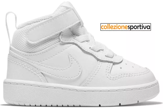 SCARPE BAMBINO/BAMBINA NIKE COURT BOROUGH MID 2 (TDV)- CD7784-100 col.bianco