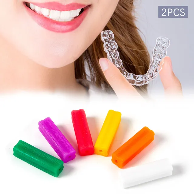 2 PIEZAS Alineadores de dientes para masticar dientes de silicona palillo mordida alineación con sabor a fruta